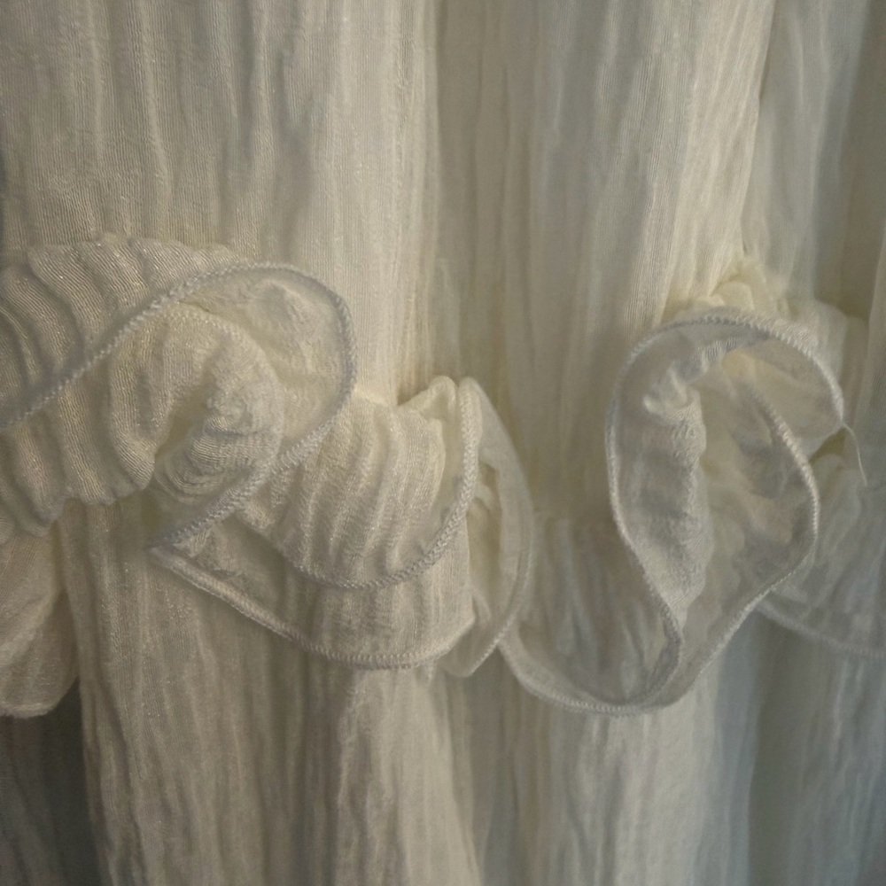 Elegant White Ruffled Mini Dress - Picture 7 of 7